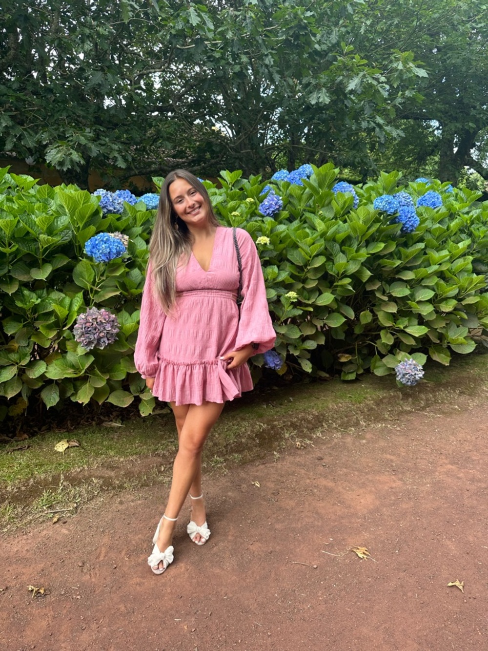 Pink Ruffle Long-Sleeve Mini Dress - Picture 4 of 7